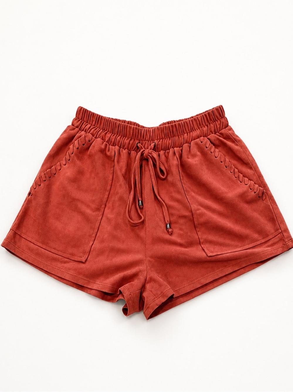 OnTwelfth Faux Suede Drawstring Shorts Womens Small Burnt Orange Boho Western